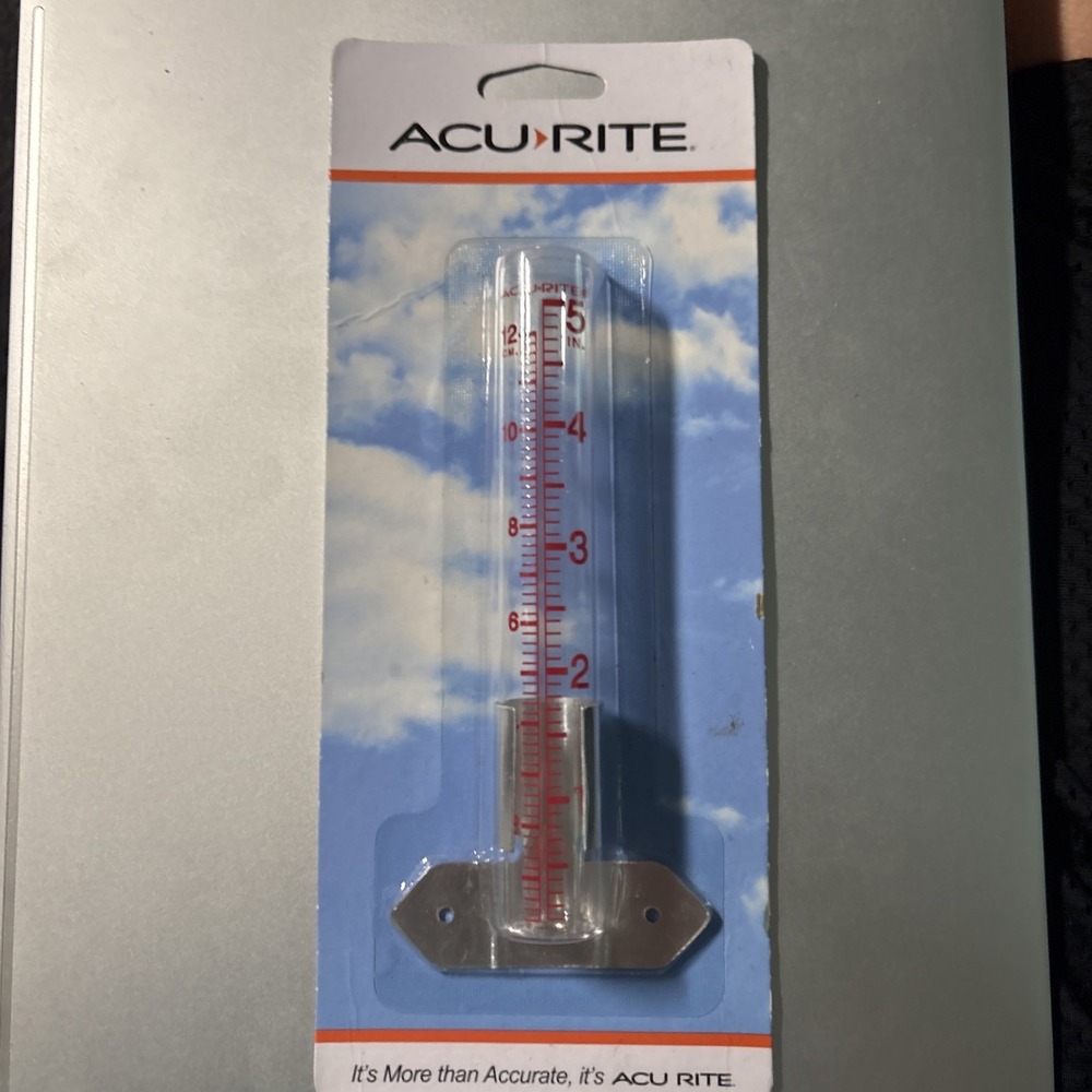 AcuRite 5" Glass Analog Rain Gauge To Measure Rainfall In Inches Or Centimeters
